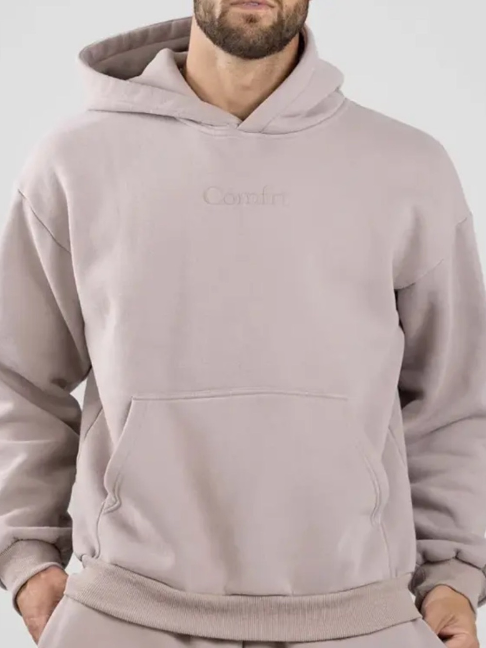 Comfrt Signature Fit Unisex Hoodie Bark Beige Tan Medium - Picture 7 of 7